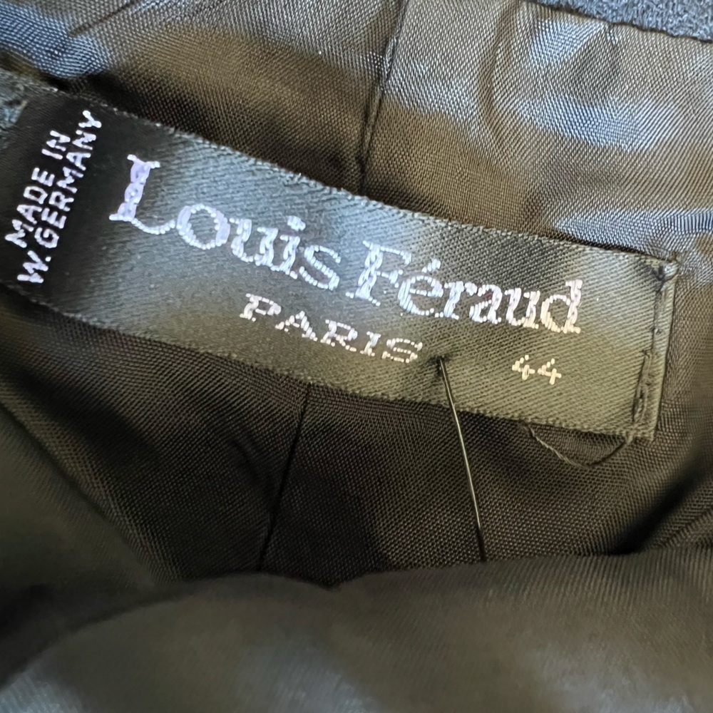 Louis Féraud‎ Vintage A-Line Black Wool Midi Skirt Made in France FR 44 - Picture 4 of 7